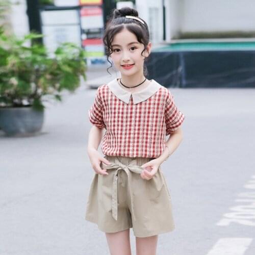 Girls' Two-piece New Summer Girls' Suit Summer Childrens Short Sleeves+shorts Toddler Boy Clothes