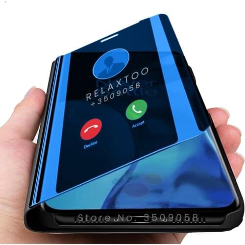 Oneplus9 pro case smart mirror view window leather flip for oneplus 9 pro one plus 9pro le2121 5g 6.7' magnetic stand book coque