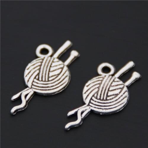 50pcs Silver Color Woolen Ball Of Yarn Charm Pendant Fit Bracelet Necklace Metal Jewelry A2572