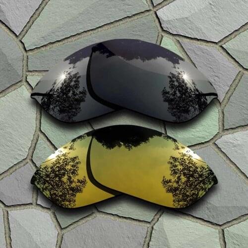 Grey Black&Yellow Golden Sunglasses Polarized Replacement Lenses for Oakley Half Jacket 2.0