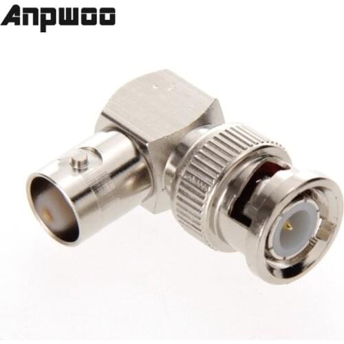 Pro Electrical Accessories BNC Male to BNC Female Jack in Series Right Angle RF Adapter Connector CCTV Terminals