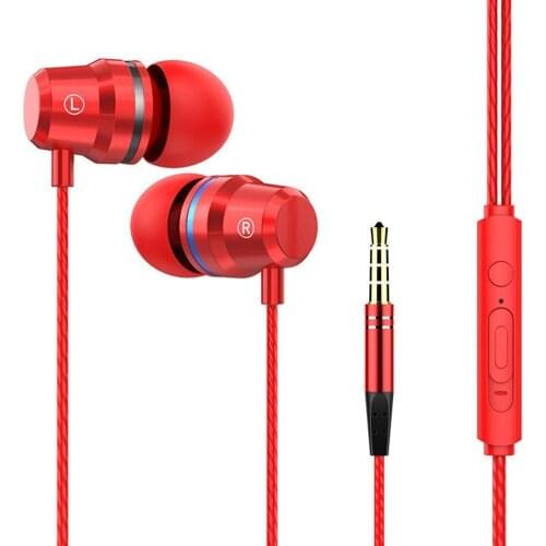 3.5mm Wired In-Ear Earphone Heavy Bass Stereo Volume Control Headphone with Mic For Most Phones Tablets MP3 MP4