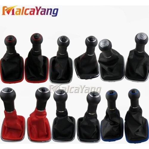 5/6 Speed 12mm PU Leather Shifter Stick Knob With Dust-proof Cover Gear Shift Knob For V-W Golf G-Ti MK4 R32 Bora MK4 Je-tta