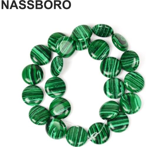 Malachite Bead Flat Round Loose Spacer stone Beads For fashion jewelry Bracelet Necklace Earings DIY accessories wholesale