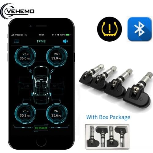 TPMS Car Tire Pressure Monitoring System Bluetooth 4.0 Low Energy Display For Phone DC 3V With 4 Internal Tire Pressure Sensor