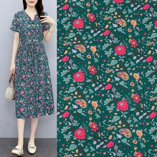 Red Flowers And Vines Pure Cotton Fabric For Dress Tissus Au MÈTre Telas Algodon Estampadas Sewing Ткань Для Шитья Vestidos DIY