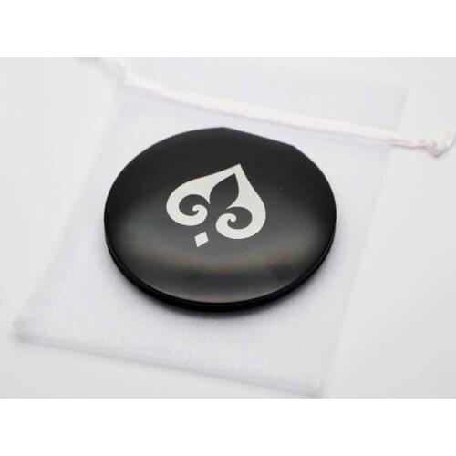 Engraved Compact Mirror Custom Mirror Customized gift Small compact makeup mirror Matte Black Color + White Organza Bag #18068C