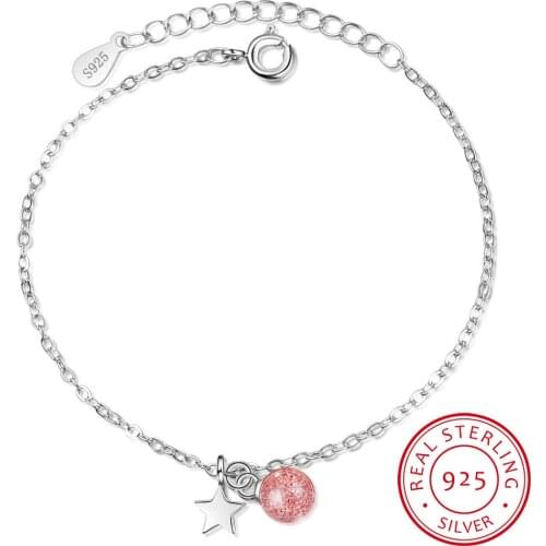 Hot Fashion 925 Sterling Silver Bracelets & Bangles Bead Strawberry Crystal Star charm Bracelet pulseira feminina Fine Jewelry