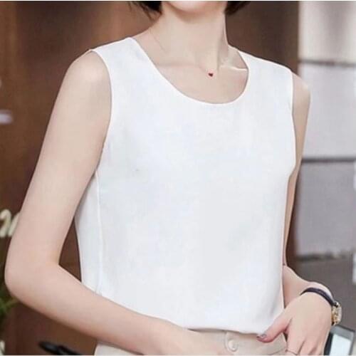 Korean Chiffon Tops Women White Tank Tops Woman Pink Top Women Tanks Camis Tees Casual Woman Sleeveless Top Tees Plus Size 3XL