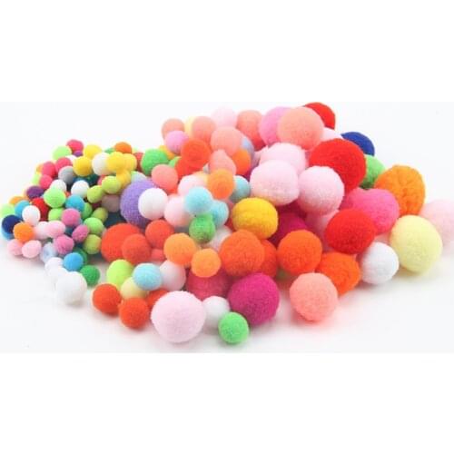 100PCS Pompom 8/10/15/20/25mm Mixed Color Fluffy Soft Pompoms Ball Furball Handmade for DIY Crafts Home Decor Sewing Supplies