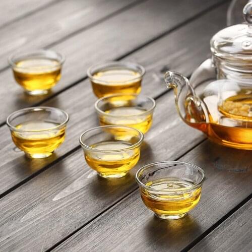 2pcs heat-resistant environmental protection glass tea cup Kung Fu tea set Magnolia cup single-layer glass tea cup flower teacup