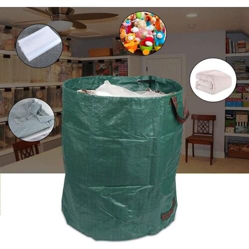 272L Garden Waste Bag Sack With Handles PP Polypropylene Coated Woven Bag Yard Leaf Weeds Grass Waterproof Container Storage