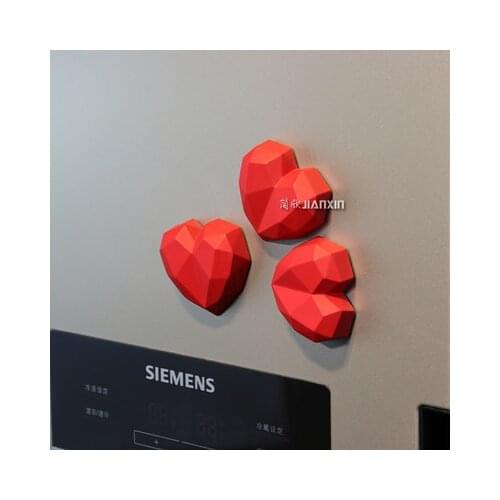 3D stereo big red love shape refrigerator magnet diamond sticker fridge decoration message photo paste