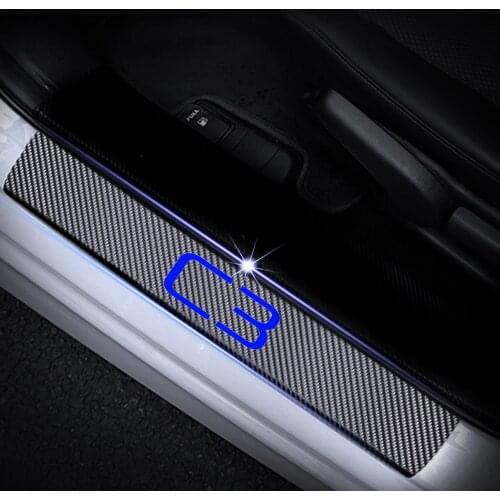 Car Accessories Car Door Sills For Citroen C3 Door Threshold Plate Door Sill Scuff Plate 4D Carbon Fiber Vinyl Sticker 4Pcs