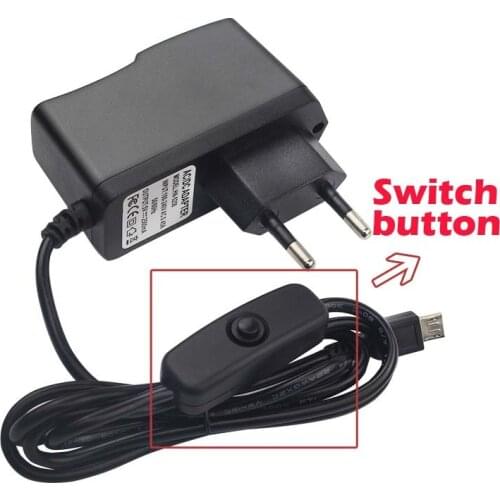 5V 2.5A Power Supply Switch Button Power Adapter 100V ~ 240 V EU US UK AU Plug for Raspberry Pi 3 Model B