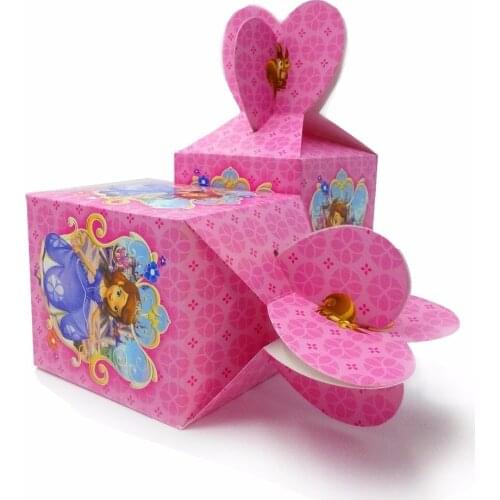 6pcsset Beautiful Princess Sofia Paper candy Box Cartoon Happy Birthday Decoration Theme Party Supply Festival Kids Girl