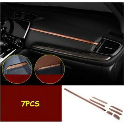 Wood Grain 7pcs Dashboard Console Cover Trim Sticker For Honda CR-V CRV 2017 2018 2019 2020 2021