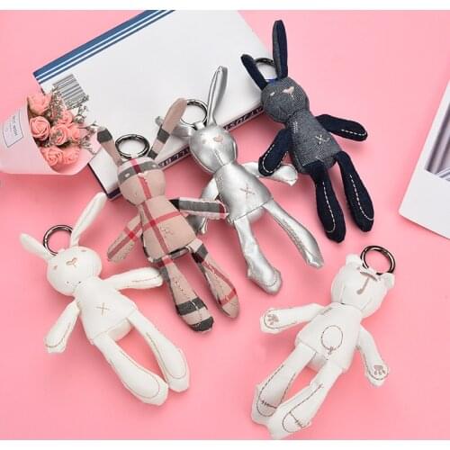 Hot Sale Fashion Rabbit Bear Key Chain Ornament KeyChains Poret Clef Cute Key Ring Holder WomensHand Bag Car Pendant EH320