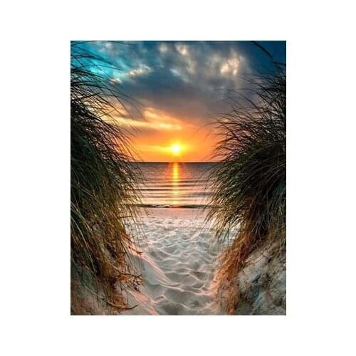 C11477 landscape sunset cross stitch Oil painting girl 11/ 14ct /16/28/27CT cloth cotton thread embroidery DIY handmade