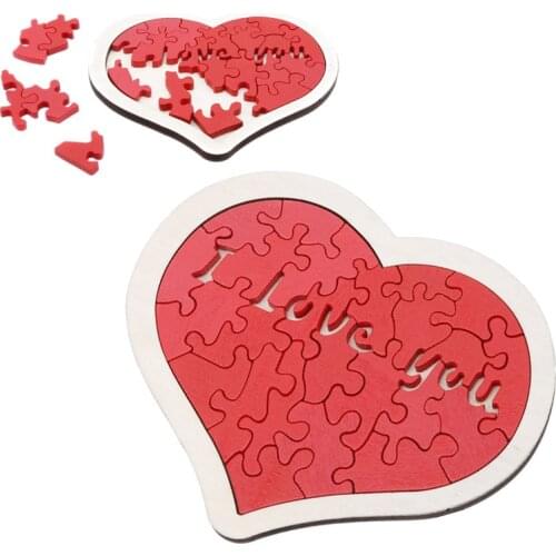 Baby Boys Heart-shaped Wooden Puzzle Animal Educational Developmental Baby Kid Training Toy Educational Toy Gift for Baby