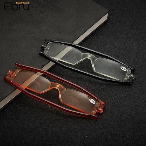Elbru 360-degree Rotating Reading Glasses Unisex Women Men Comfortable Ultra-light Rimless Resin Presbyopia Eyewear Gafas +1+4