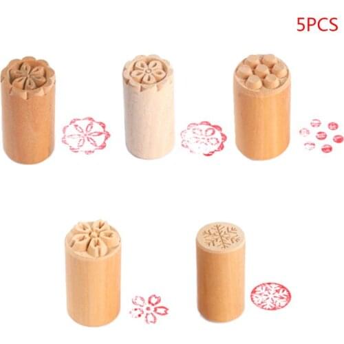 5Pcs/Set Cake Mold Wood Dessert Seal Stamp Traditional Chinese Moon DIY Cookie Baking Decorating Tools
