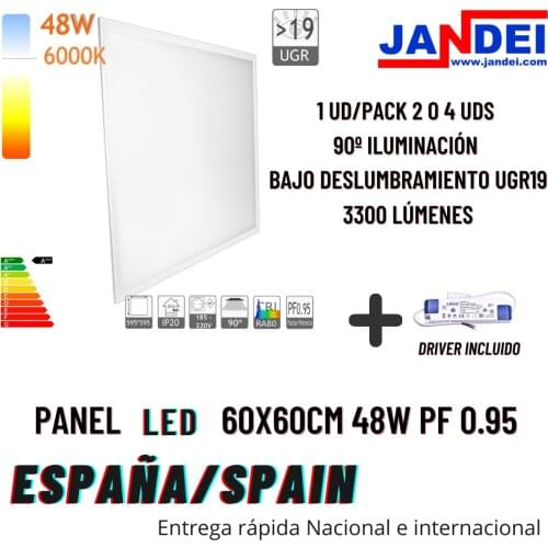 Jandei led Panel 60cm 48W square 6000K under glare UGR19 (LIFUD Driver) home lighting, dispatch, office, LED light