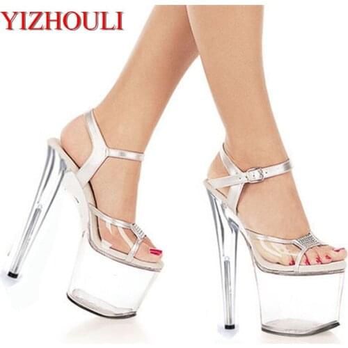 20cm Set auger transparent high with pole dancing performance shoes, sandals, beautiful peep-toe high-heeled Dance Shoes