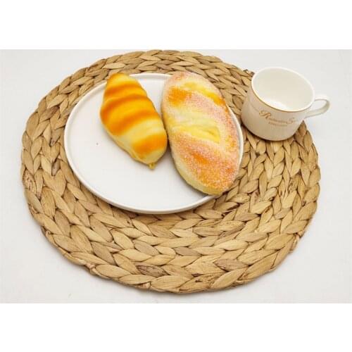 Round Natural Placemat Handmade Water Hyacinth Woven Placemats Braided Mat Heat Resistant Anti-Skidding Coaster Pads Table Mat