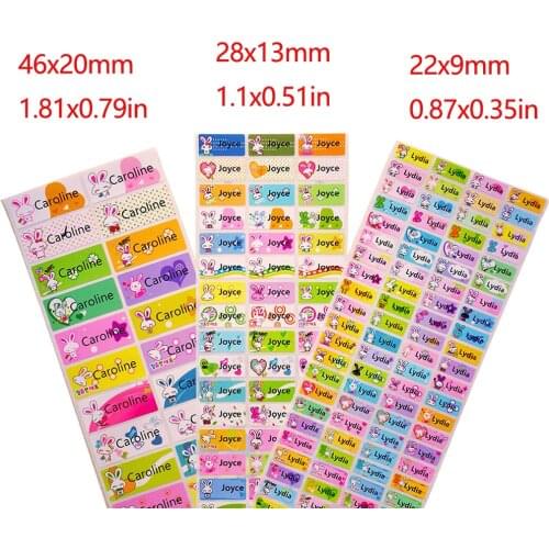 Cute Rabbit Customize Label Name Sticker Waterproof Personalized Adhesive Sticker For Kids Girls School Stationery Tag Sticker