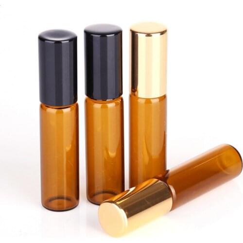 3 ml Refillable Empty Brown Glass Essential Oil Perfume Roll On Bottle Fragrance Pot Mini Sample Dispenser