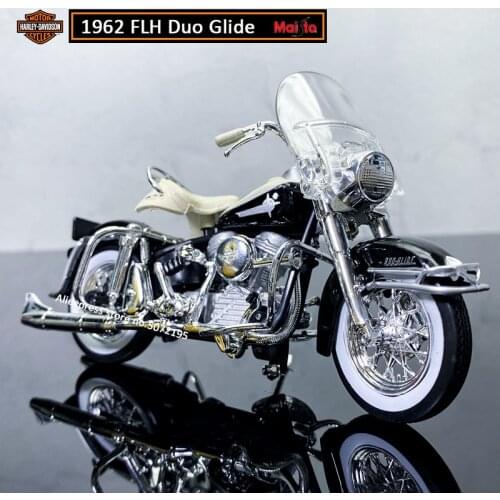 Maisto NEW 1:18 HARLEY-DAVIDSON 1962 FLH Duo Glide Alloy Diecast Motorcycle Model Workable Toy For Children Gifts Toy Collection