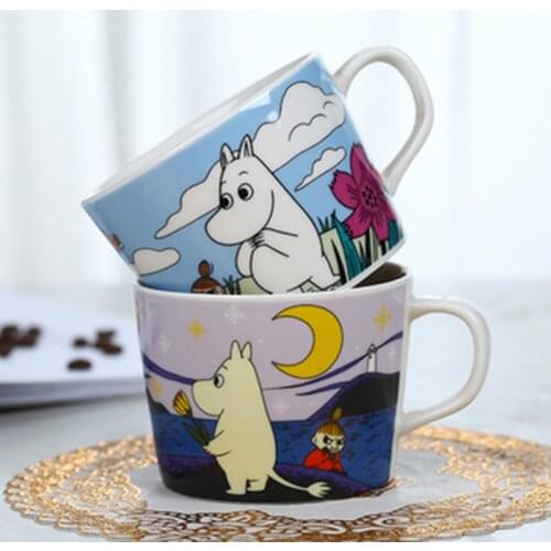 New Creative 380mL Cartoon Hippo Mumin Family Ceramic Mugs Milk Coffee Afternoon Teacup Breakfast Tumbler Muumi Beautiful Cups