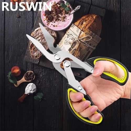 Kitchen Scissors 6 in 1 3cr13 Heavy Duty Curved Multifunctional Chicken Bone Scissors for Food Vegetable Fishing Cooking knife