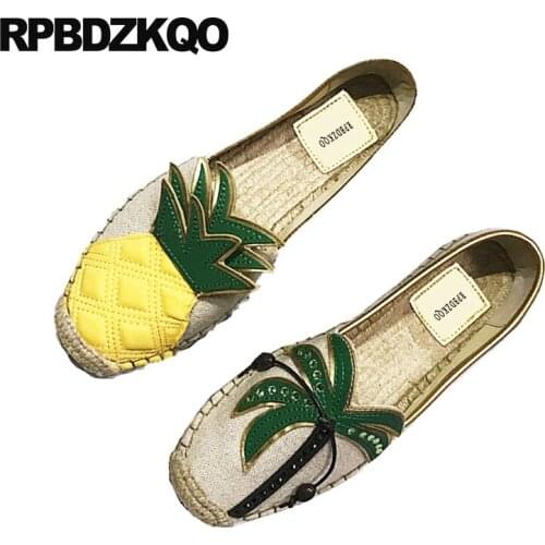 Shoes Flats Pineapple Canvas Espadrilles Women Summer Fisherman Breathable Straw Cute Round Toe Hemp Cheap Designer Slip On