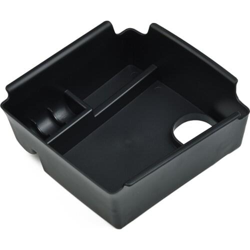 Car Console Storage Organizer Tray Box Armrest Box Built-in Anti-skid Pads Plastic Black For 2019 Kia Niro EV