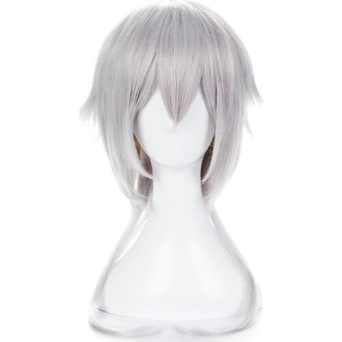 Anime Bungo Stray Dogs Fukuzawa Yukichi Wig Silver White Heat Resistant Synthetic Hair Tsurumaru Kuninaga Cosplay Wig + Wig Cap