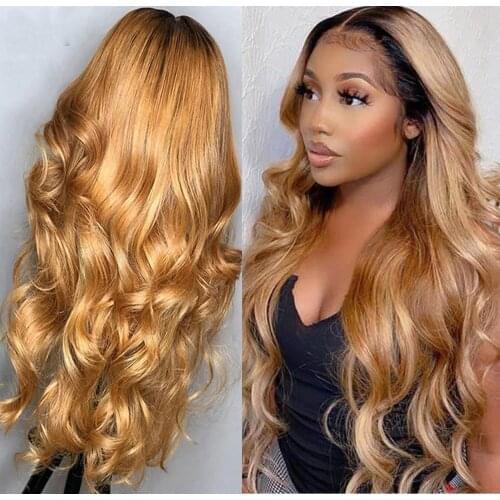 16-28 Inch Body Wave Lace Front Wig Highlight Wig Human Hair Ombre 1B 27 Lace Front Human Hair Wigs Tpart Colored Human Hair Wig