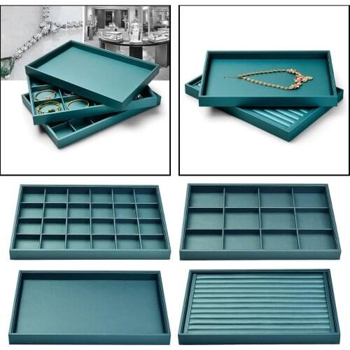 PU leather Fashion Jewelry Tray Ring Earrings Jewelry Display Stand Stackable Showcase Organizer Holder Jewellers Supplies