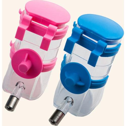 New dog drinking bottle hang up pet dog drinking fountain Random colors stainless steel ball drinking water head easy use