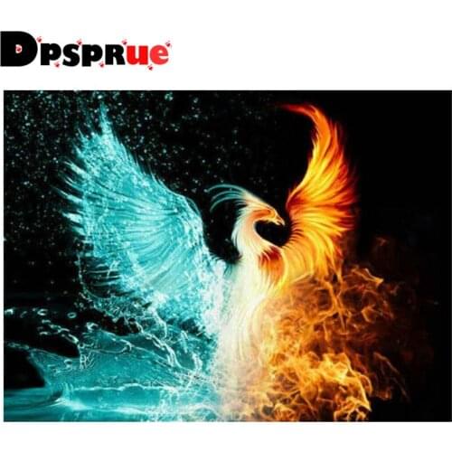 Dpsprue Full Square/Round 5D Diy Diamond Painting Cross Stitch "Animal Fire Bird" Diamond 3D Embroidery Mosaic Home Decor Gift