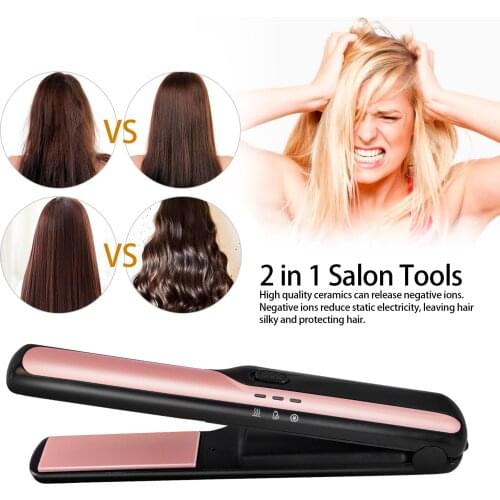 Portable Cordless Hair Straightener Mini Size Curler Hair Flat Iron Plates Adjustable Temperature USB Rechargeable Curling Wand