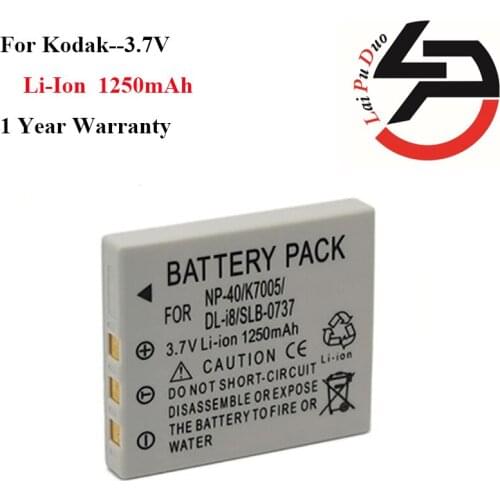 High Quality 1250mAh New Replacement Battery For Kodak SLB-0737 SLB0737 SLB 0737 NP-40 D-Li8 KLIC-7005 NV10 NV8 L201 NV20
