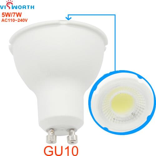 VisWorth High Brightness GU10 Led Dimmable Spotlight COB 1pcs Led Bulb AC 110V 220V 240V 60 Degree Warm Cold White Led Lamp