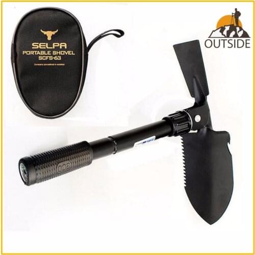 Outdoor Tools of Mini-Military Portable Folding Shovel Survival Spade Emergency Trowel Garden Camping Cleaning Tool Free Bag