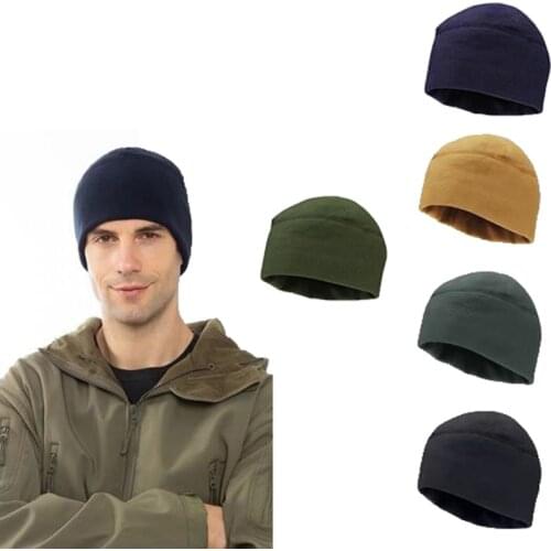 Outdoor Unisex Winter Solid Color Soft Warm Watch Cap Polar Fleece Thickened Military Men Women Army Beanie HIP HOPHat Windproof