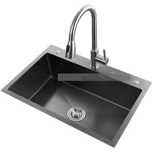 Nano Black Sink 304 Stainless Steel Thickened Sink Kitchen Manual Sink Large Single Sink Sink
