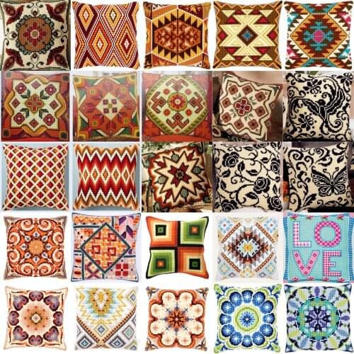Patterns 411 DIY Needlework Kit Acrylic Yarn Embroidery Pillow Tapestry Canvas Cushion Front Cross Stitch Pillowcase
