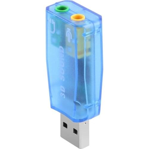 External USB Sound Card 3D Audio Headset Microphone Adapter for PC Desktop Laptop Suit for Chat Programs and Internet Telephones