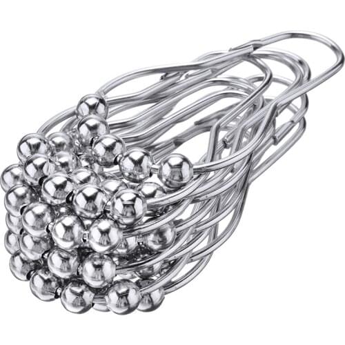 High Quality Shower Curtain Hooks For Home Bathroom Stainless Steel Curtain Hooks Glide Rings Bathroom Accessories 12Pcs